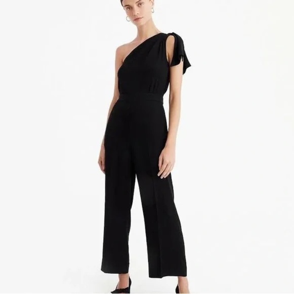 NWT J Crew Black One Shoulder Jumpsuit Size 6